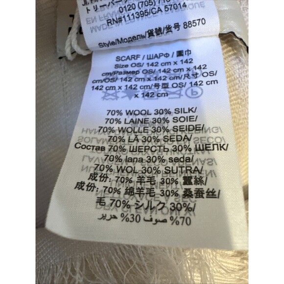 NWT Tory Burch T Monogram Jacquard Traveler Scarf Ivory Wool Silk Blend - Picture 9 of 13